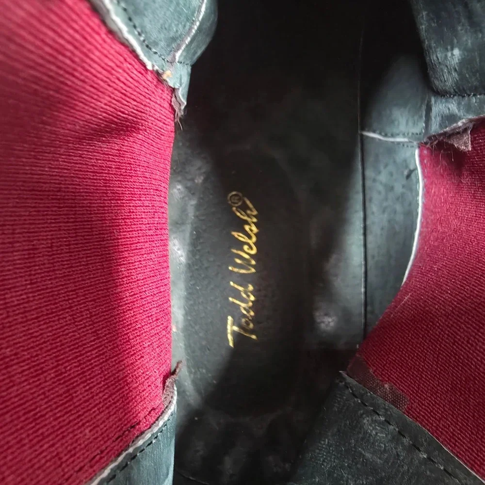 Todd Welsh Chelsea Boots Mens 14 Suede‎ Navy Blue Red Elastic Ankle Pull On